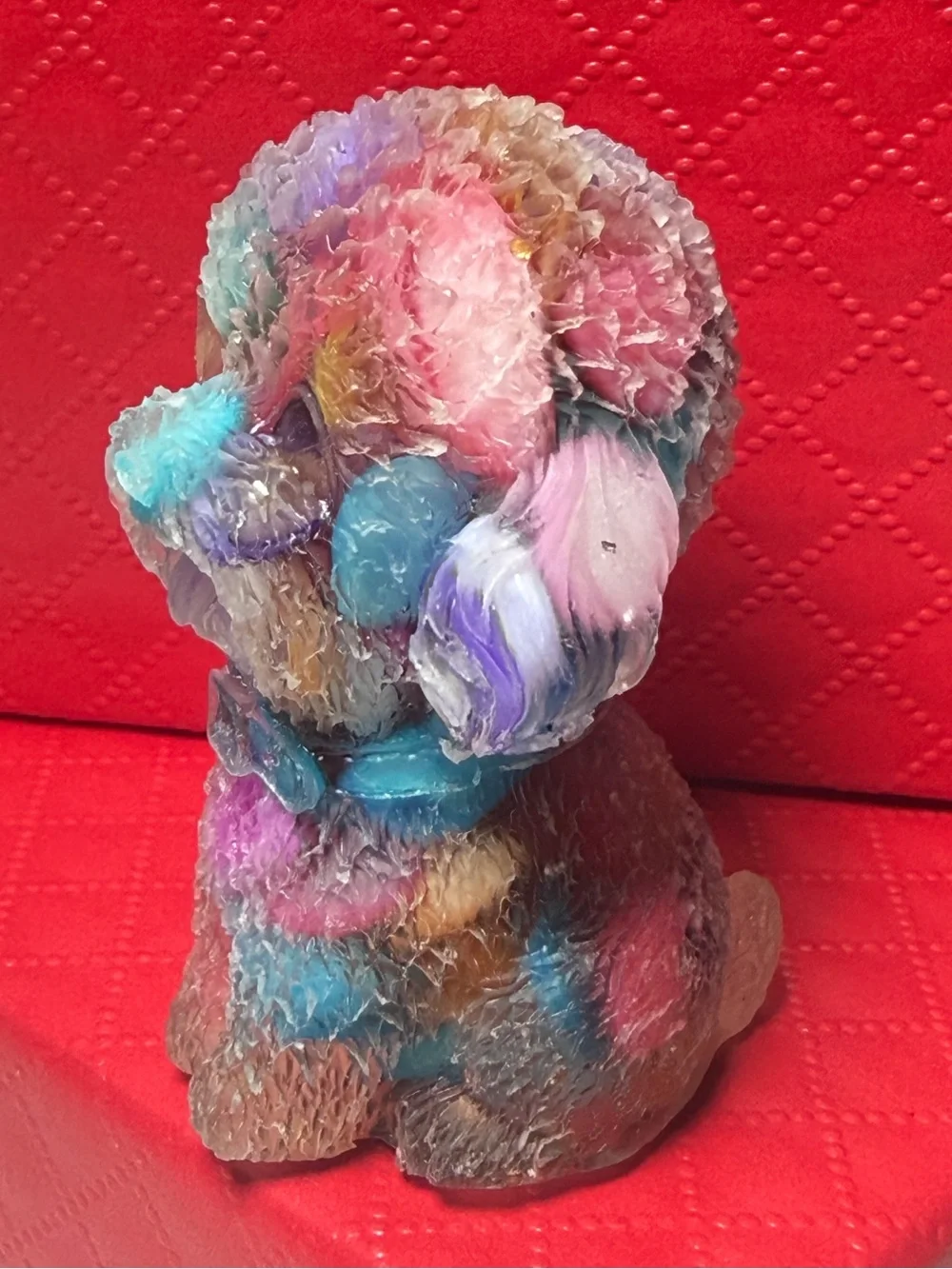 Multicolor Decorative Crystal Chip Dog Figurine - Colorful Resin Pet 1.75 inches